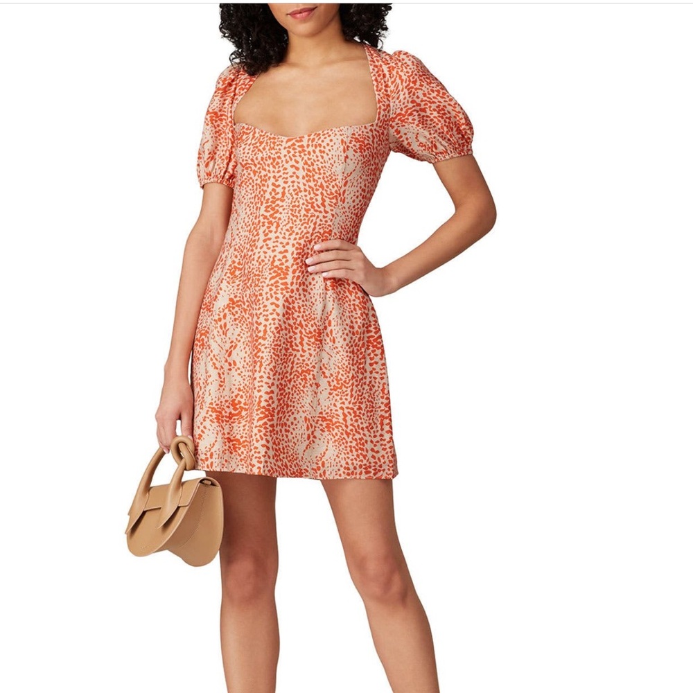 Thar East Order Orange Leopard Print Mini Dress